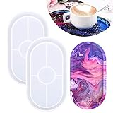RosewineC 2 Pcs Silikonform Tablett Untersetzer Oval Silikon Gießformen Resin DIY Harz Epoxidharz Formen Silikon Untersetzer Form Epoxidgussform für DIY Teetablett Obsttablett Kunsthandwerk Basteln
